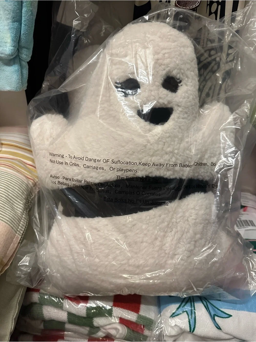 Martha Stewart Plush Sherpa Ghost Pillow Duo - with Black Accents